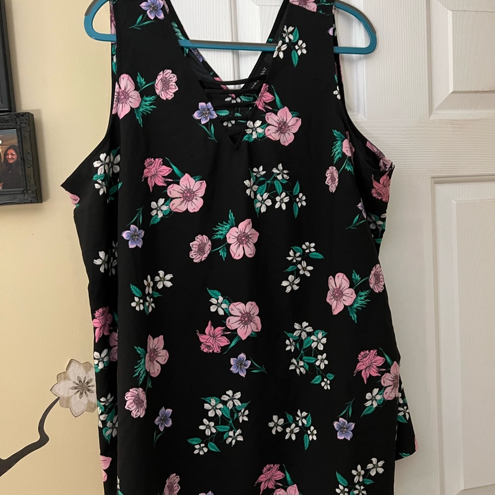 Floral tank top with embellished neckline